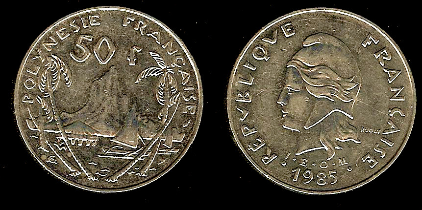 French Polynesia 50 francs 1985 AU